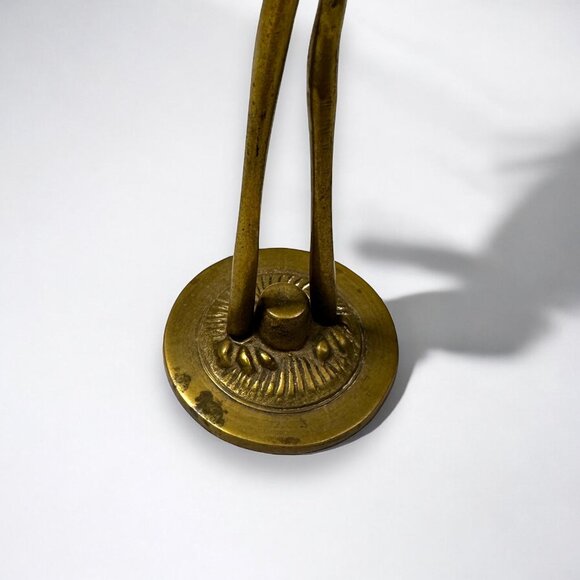 Vintage Brass Crane Bird Figurine 7.5" Tall Made In Korea Mid-Century Modern - Picture 3 of 8